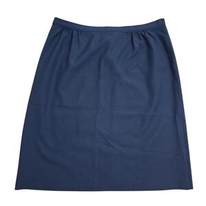 Vintage ILGWU Navy Periwinkle Blue Skirt 16 / 18 Retro Midi 38 Waist USA Made